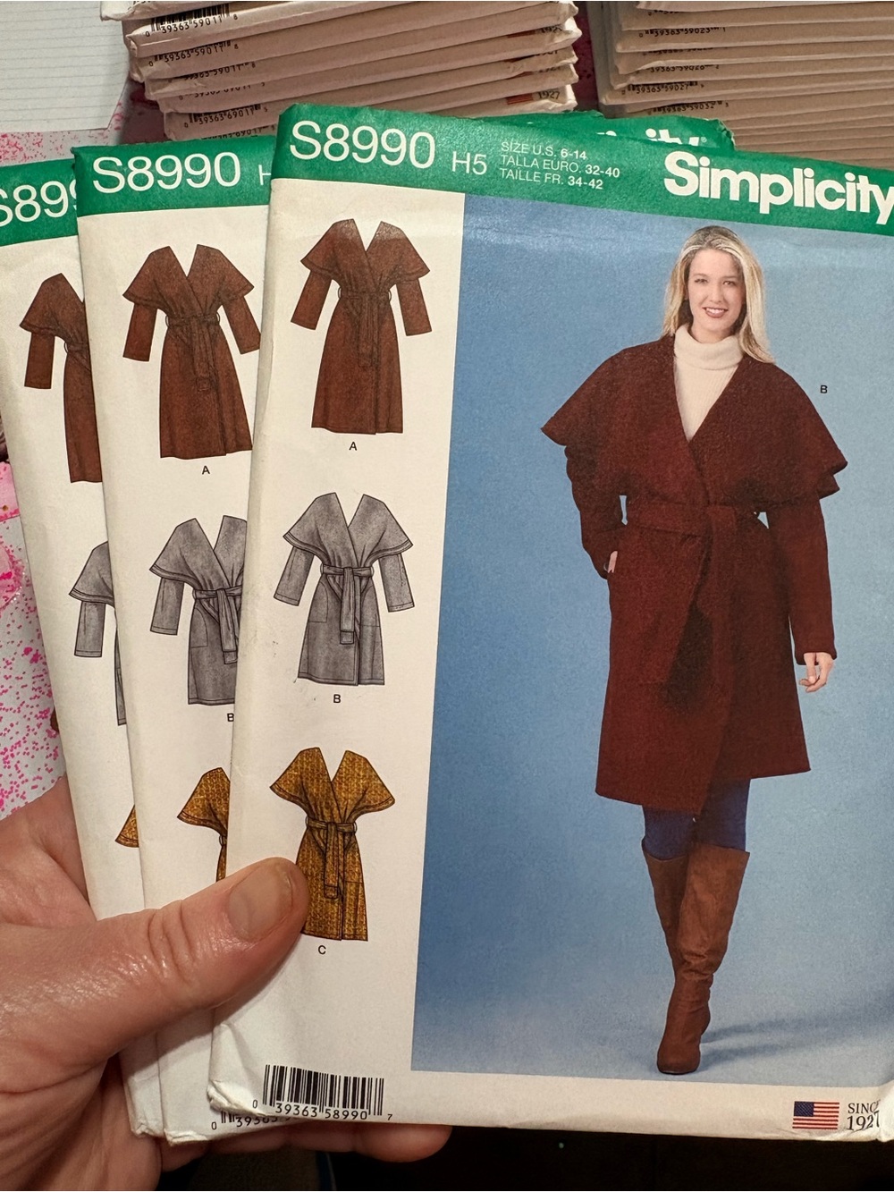 BN UNCUT SIMPLICITY 8990 H5 COAT SEWING PATTERNS